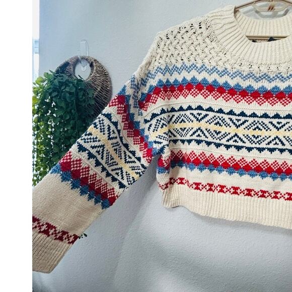 NEW Polo Ralph Lauren Nordic Fair Isle Cotton-Linen Sweater Crop Slouchy Sz XXL - Picture 8 of 12